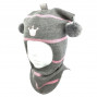 Зимний шлем Бизи "Принцесса" светло-серый меланж/розовый (полоска)