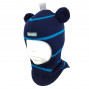 Зимний шлем Бизи "Мишка" Тёмно-синий/бирюзово-голубой (полоска)