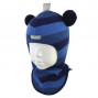 Зимний шлем Бизи "Мишка" Джинсовый меланж/тёмно-синий/королевский синий (полоска)