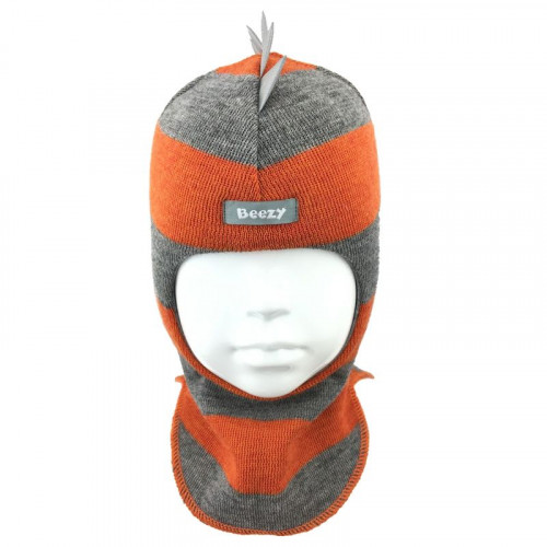 Зимний шлем Бизи "Дино" Светлый маренго/оранжевый (полоска)
