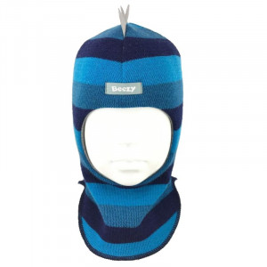 Зимний шлем Бизи "Дино" Морская волна/бирюзово-голубой/тёмно-синий (полоска)