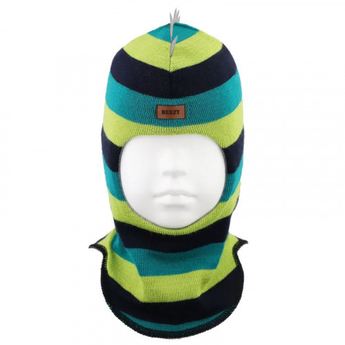 Зимний шлем Бизи "ДИНО" Тёмно-синий/весенний/зелёный (полоска)