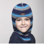 Зимний шлем Бизи "ДИНО" Светлый маренго/бирюзово-голубой/тёмно-синий (полоска)