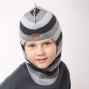 Зимний шлем Бизи "ДИНО" Тёмно-серый меланж/серый меланж/светло-серый меланж (полоска)