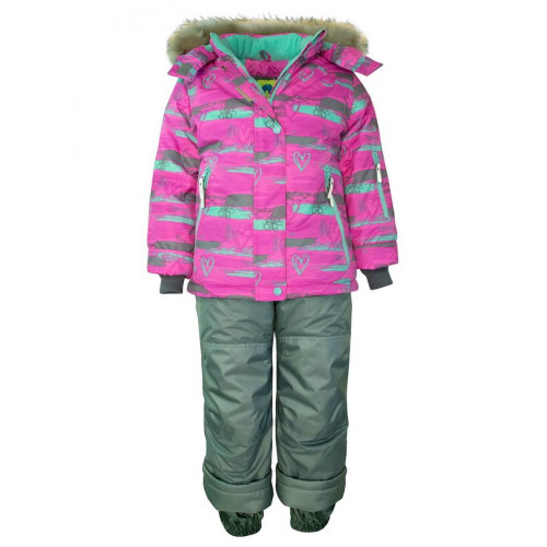 Зимний костюм UKI kids "Штрихи" розовый принт